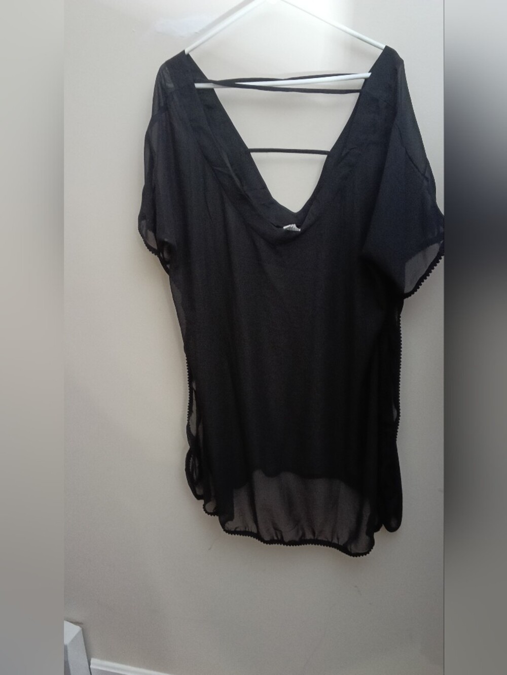 MAZU SWIM Sheer Black V-Neck Swim Cover-Up SIZE 2X - Picture 4 of 8